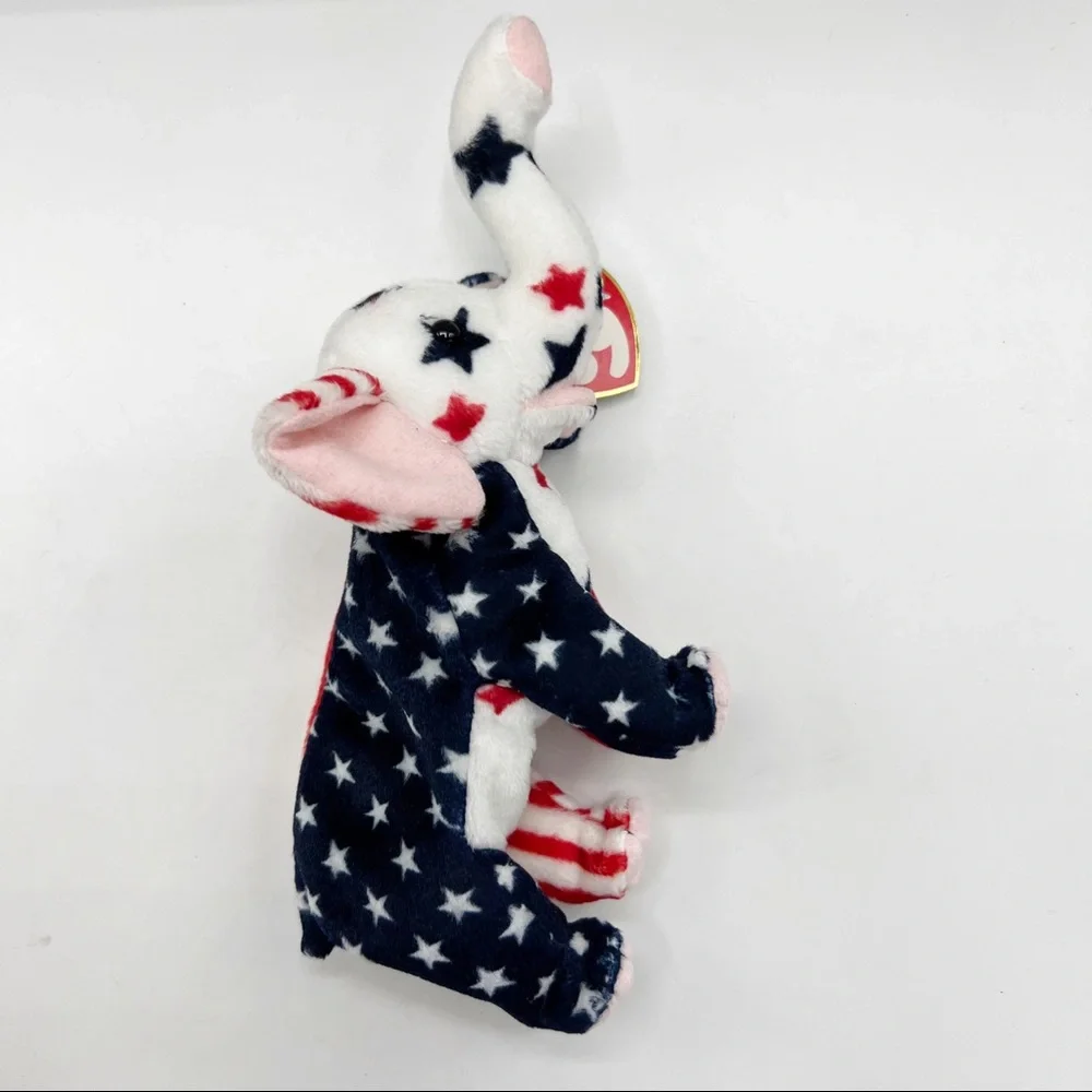Ty Vintage Y2K Beanie RIGHTY the Elephant Patriotic Red, White & Blue Plush